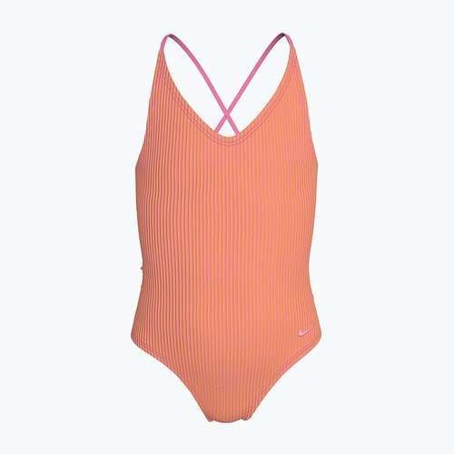 Купальник суцільний дитячий Nike Ocean Bound Ripple Texture Lace Up pink glow