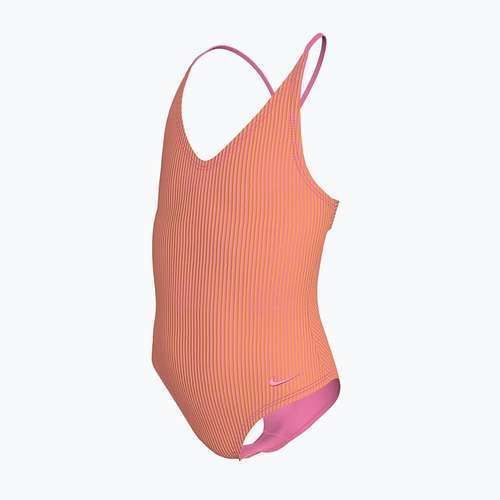 Купальник суцільний дитячий Nike Ocean Bound Ripple Texture Lace Up pink glow