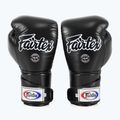 Стильні кутові спаринг-боксерські рукавички Fairtex - закритий великий палець чорні 8