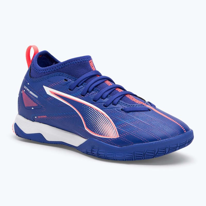 Дитячі футбольні бутси PUMA Ultra 5 Match It + Mid Jr лазуровий лазур / пума білий / захід сонця