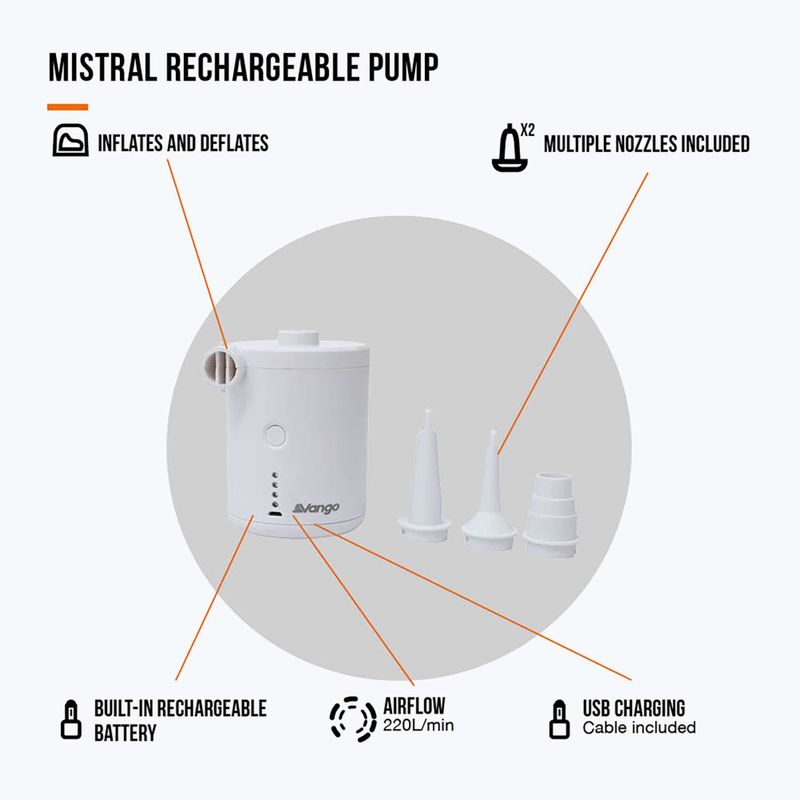 Насос електричний Vango Mistral Rechargeable white 3