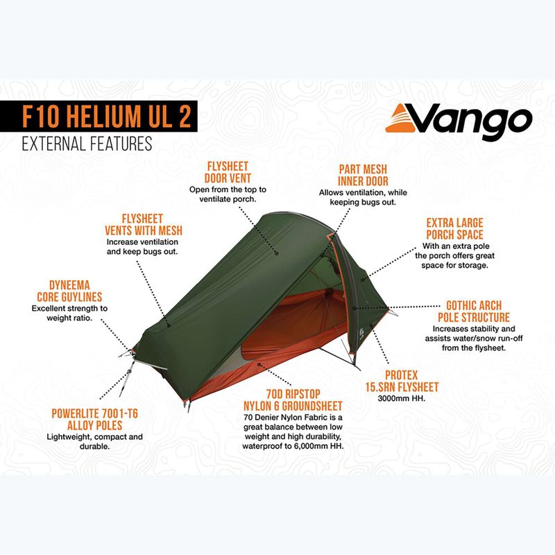 Намет трекінговий 2-місний Vango Helium UL 2 alpine green 15
