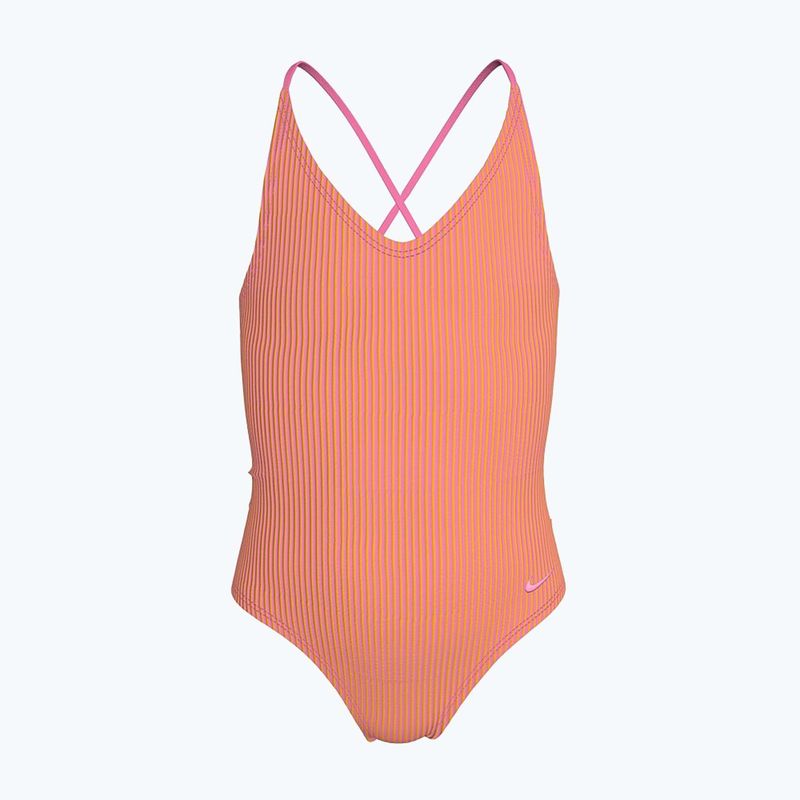 Купальник суцільний дитячий Nike Ocean Bound Ripple Texture Lace Up pink glow