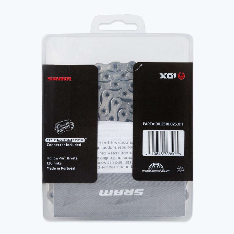 Ланцюг велосипедний SRAM CN PCX01 EAGLE 126LI W/ PWR.LC сріблястий 00.2518.023.011 2