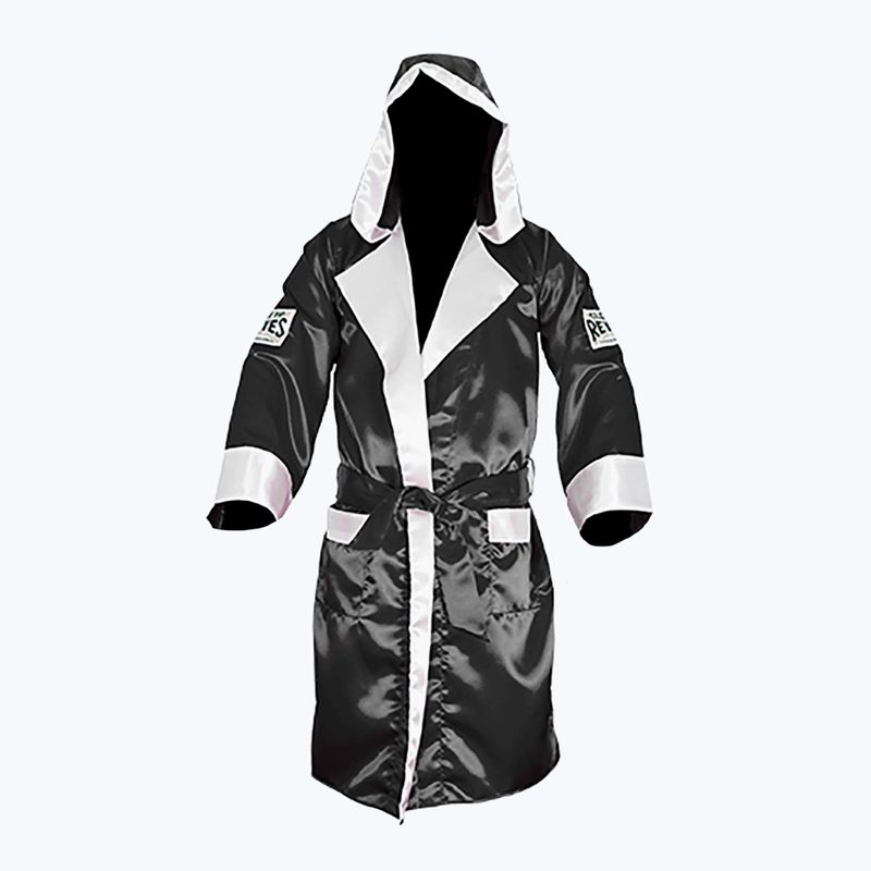 Халат Cleto Reyes Satin Boxing Hoodie чорно-білий з капюшоном 2
