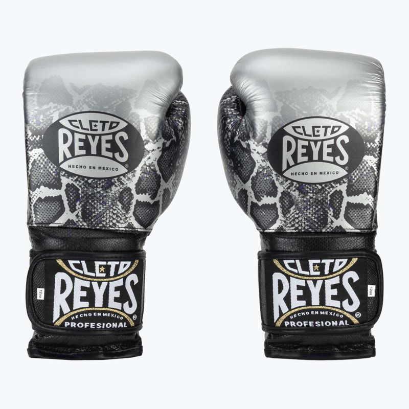 Боксерські рукавички Cleto Reyes Velcro Sparring сріблясто-чорні на липучках 2