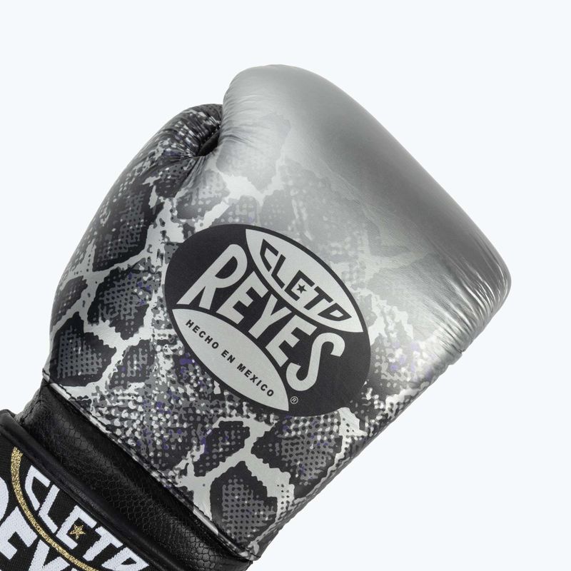 Боксерські рукавички Cleto Reyes Velcro Sparring сріблясто-чорні на липучках 5