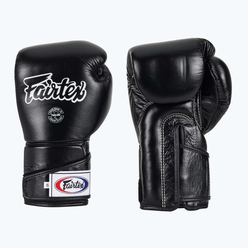 Стильні кутові спаринг-боксерські рукавички Fairtex - закритий великий палець чорні