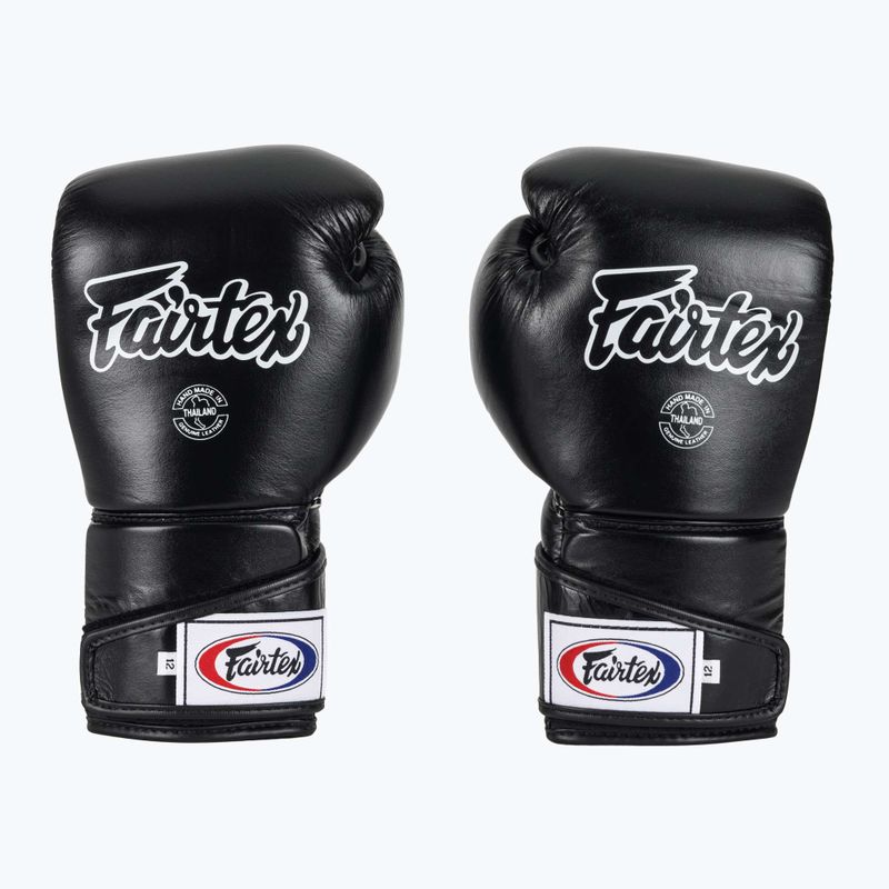 Стильні кутові спаринг-боксерські рукавички Fairtex - закритий великий палець чорні 2