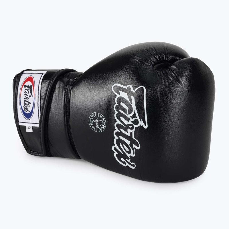 Стильні кутові спаринг-боксерські рукавички Fairtex - закритий великий палець чорні 5