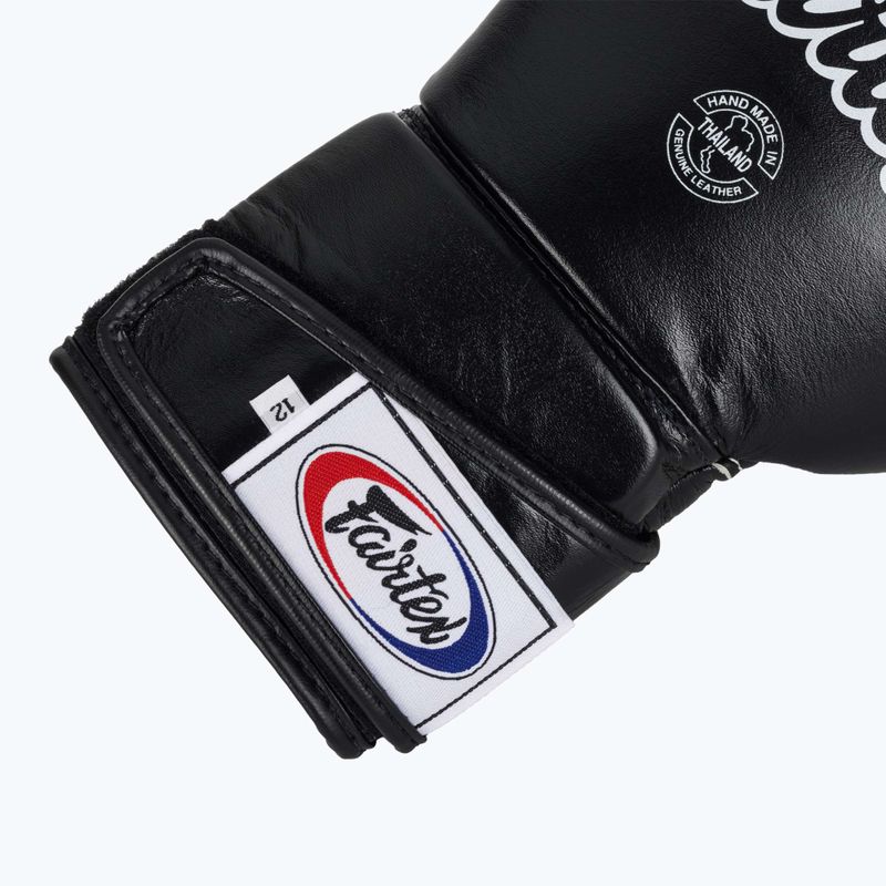 Стильні кутові спаринг-боксерські рукавички Fairtex - закритий великий палець чорні 6