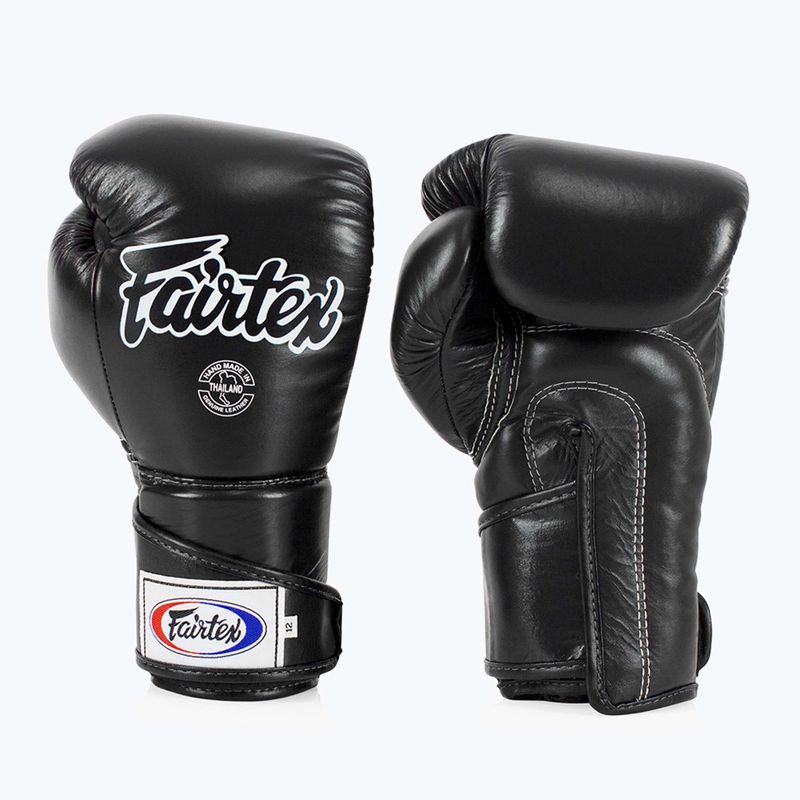 Стильні кутові спаринг-боксерські рукавички Fairtex - закритий великий палець чорні 7