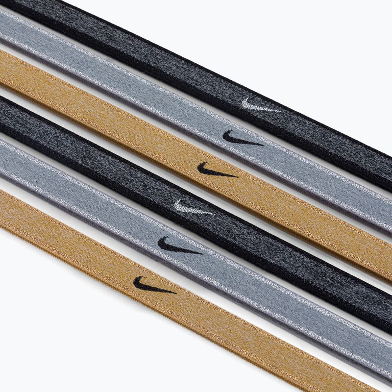 Пов'язки на голову Nike Swoosh Sport Metalic 6 шт. сіро-золоті N1002008-097 3