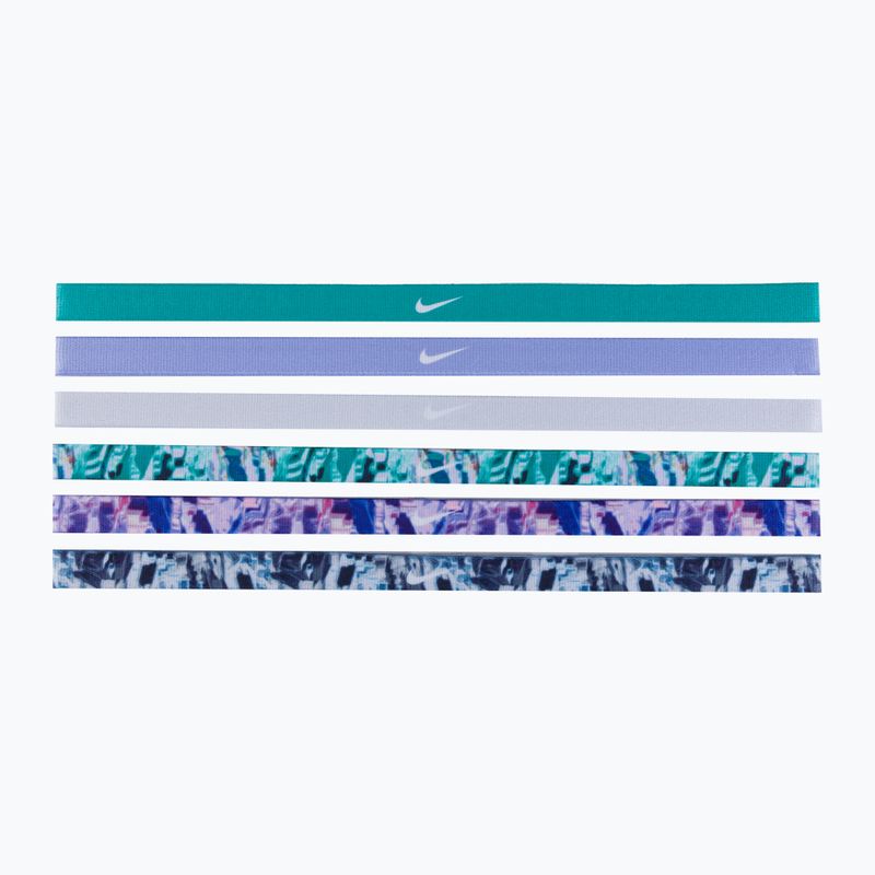 Пов'язки на голову Nike Headbands Printed 6 шт. зелено-фіолетові N0002545-322