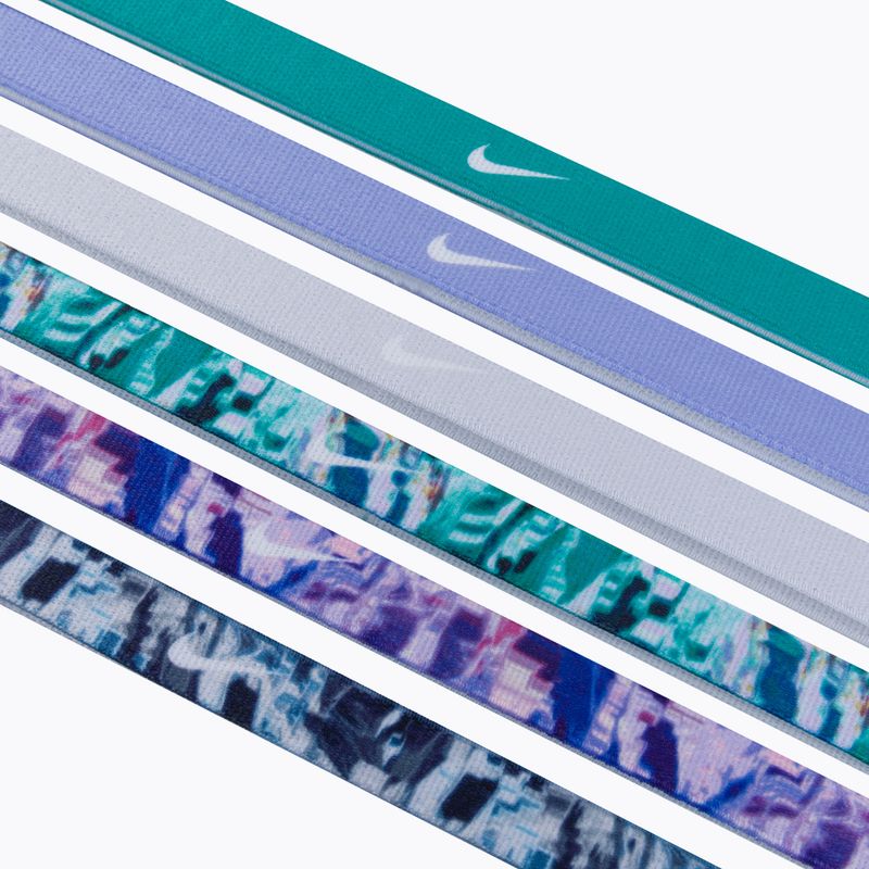 Пов'язки на голову Nike Headbands Printed 6 шт. зелено-фіолетові N0002545-322 3