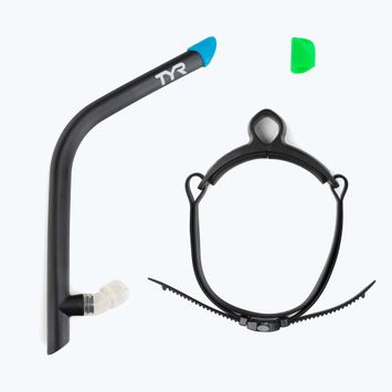 Трубка для плавання фронтальна TYR Ultralite Snorkel 2.0 чорно-блакитна LSNRKL_001